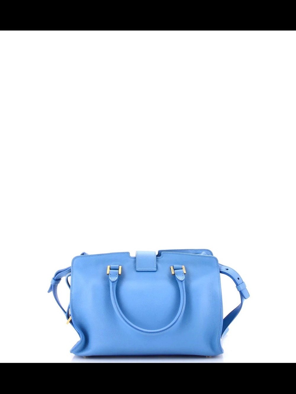 Saint Laurent Blue Leather Shoulder Bag with Gold YSL Logo cabas baby - Picture 3 of 7
